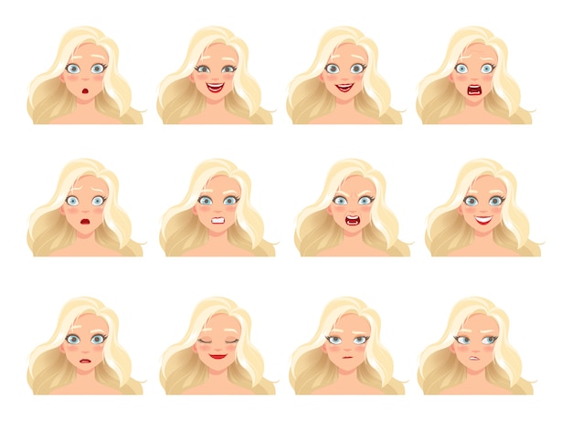 Set of woman's emotions