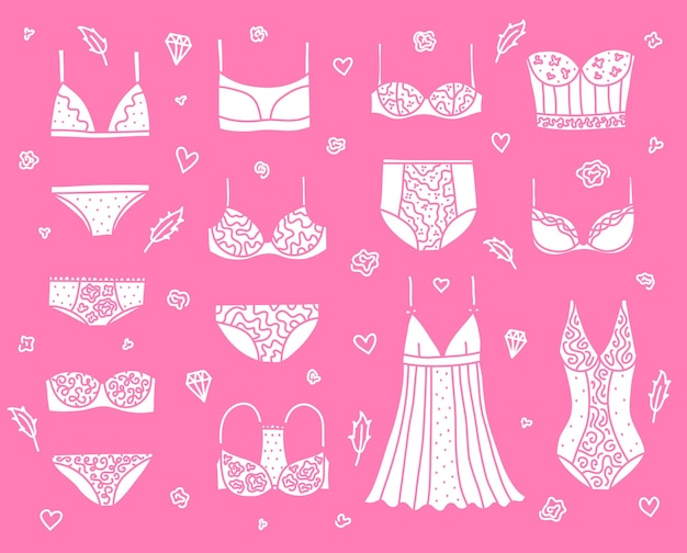 Vector set of women lingerie and nightwear