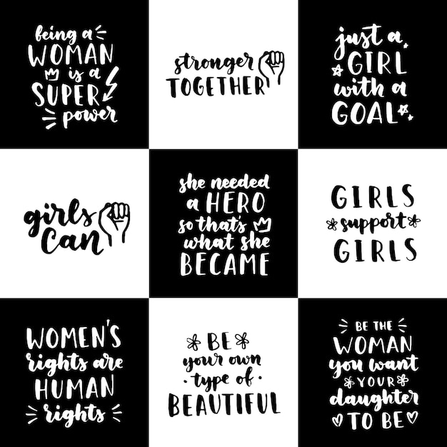 set of women's rights quote. lettering about feminism