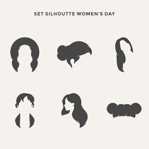 Set Womens Day Silhoutte vector illustration