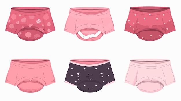 Vector set of womens underwear bras and briefs vector illustration