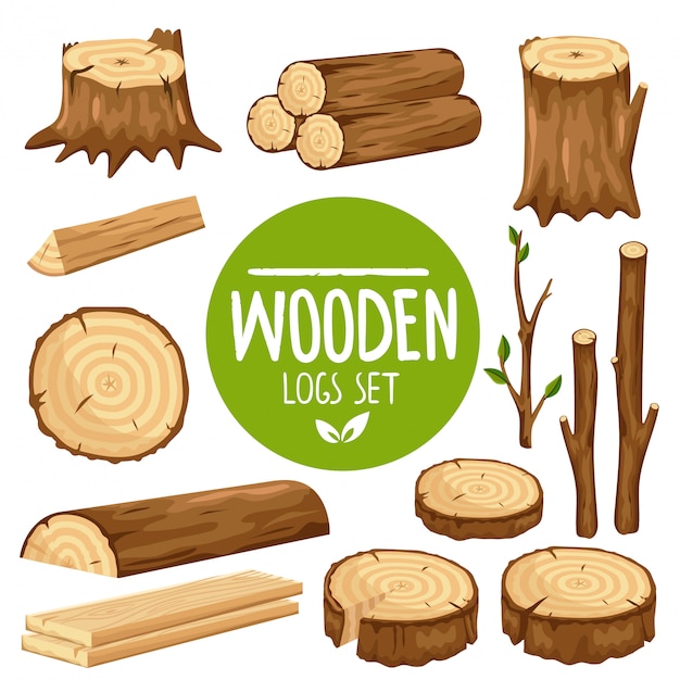 Set of  wood logs