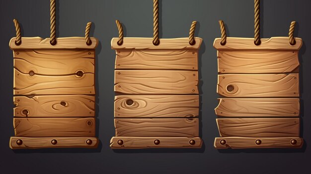 a set of wooden boxes with a rope and a rope