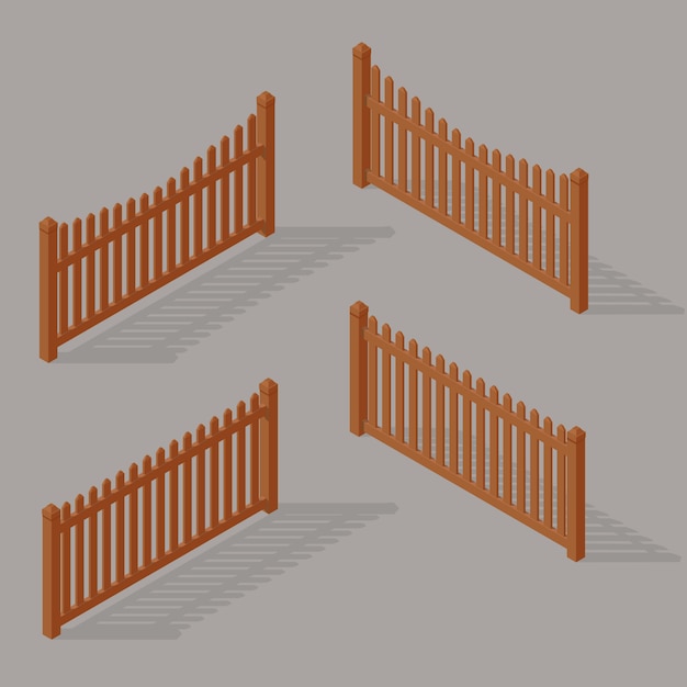 Set of wooden fence