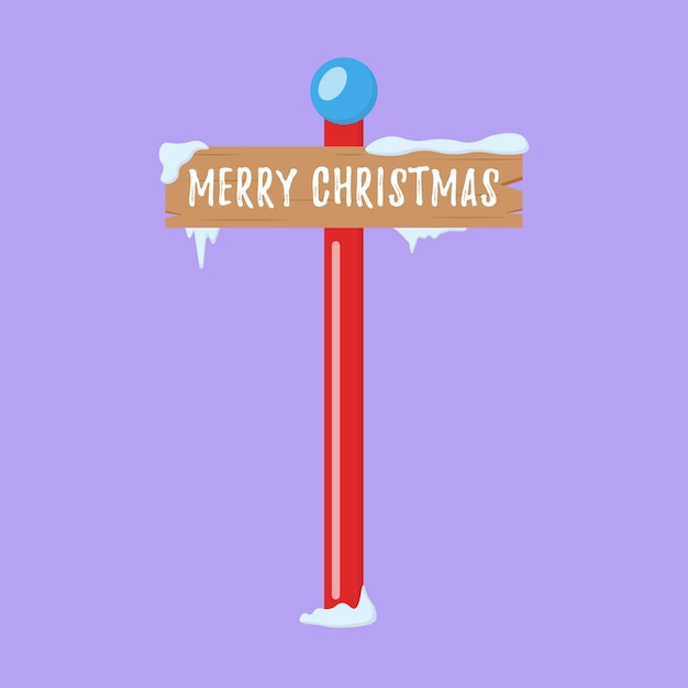 Set of wooden holiday street signs in the snow winter pointers in flat style for the north pole