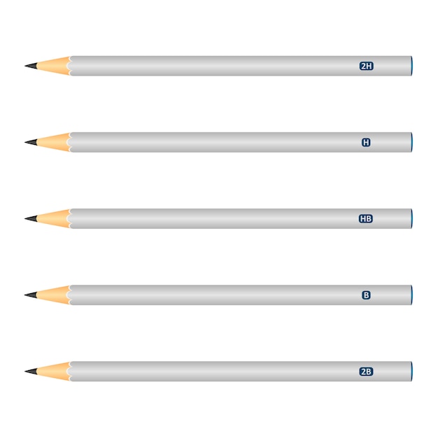 Set of wooden pencils, grey color, isolated