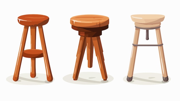 Vector a set of wooden stools with one that has a bar stool underneath