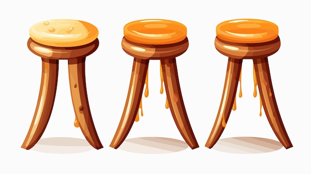 Vector a set of wooden stools with orange liquid on them