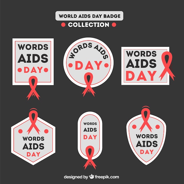 Set of world aids day badges