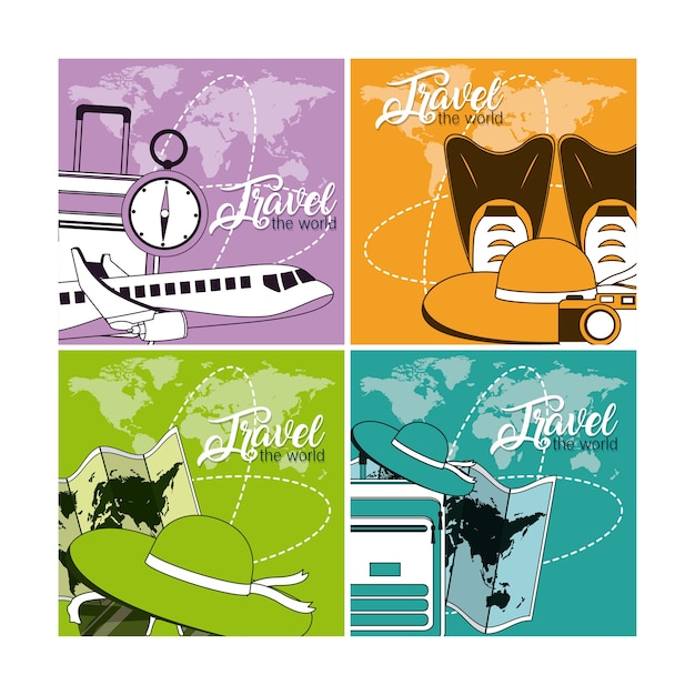 Set of world travel cards