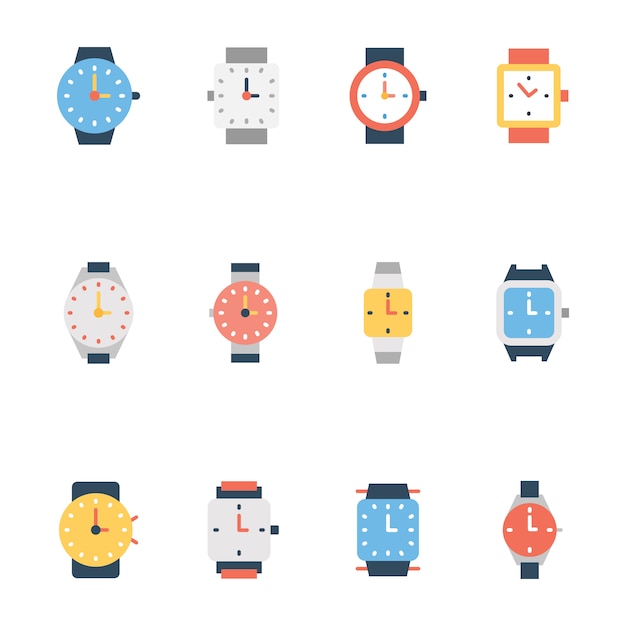 Set of wristwatch line Icons