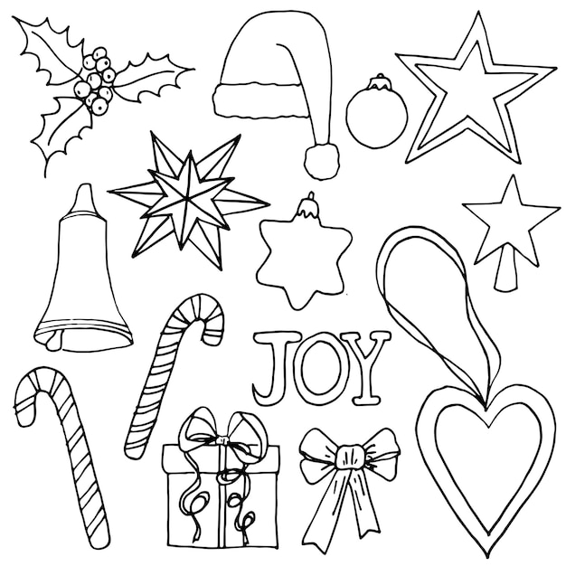 Set of xmas icons. Set of Christmas stickers.