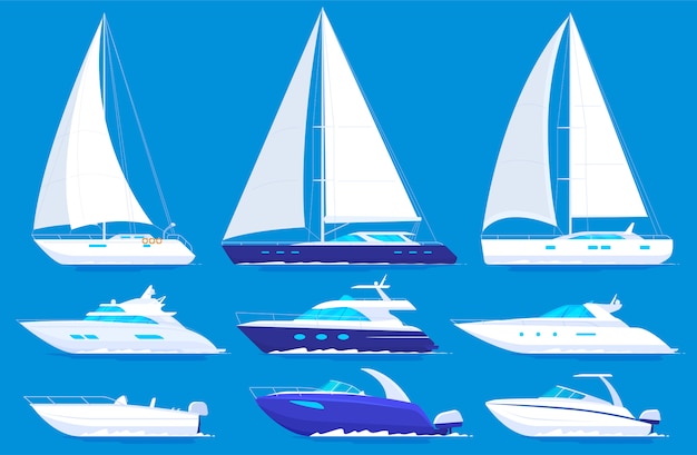 Set of yachts and boats