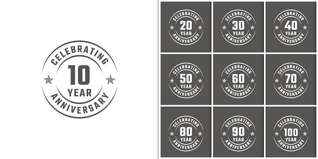 Set of Year Anniversary Celebration Emblem Badge with Gray Color on White Background