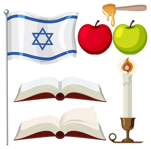 Vector set of yom kippur ceremonial object