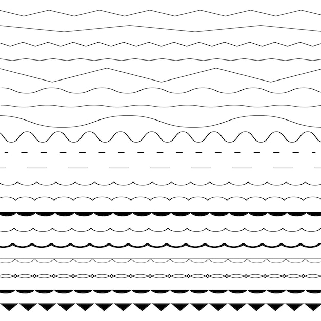 Set of zigzag and wave bordersGraphic design elements