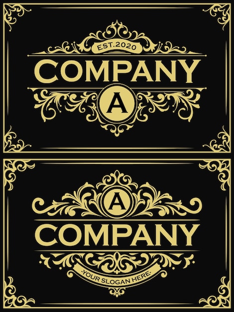 sets of rectangular gold vintage logo