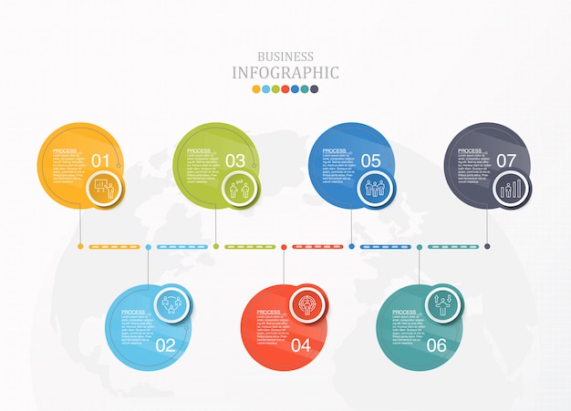 Seven circles infographic and icons for business concept.