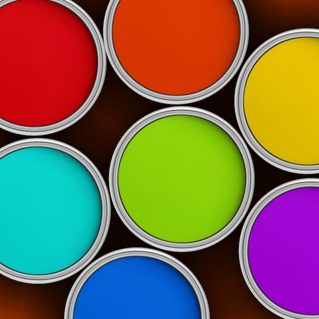 Vector seven colors of the rainbow colorful paint jars