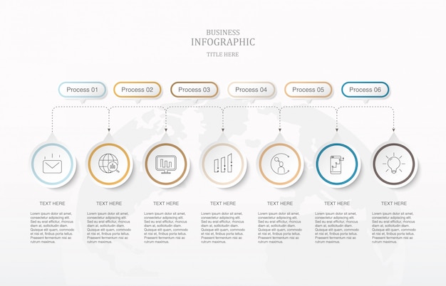 Seven element circles and icons Infographics.