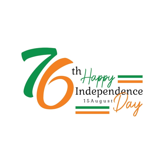 Seventy six 76 years of Indian independence day vector design