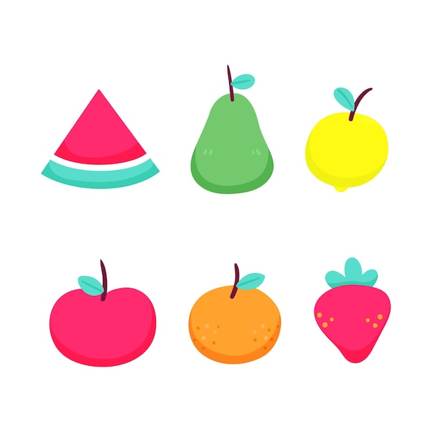 Several delicious fruits in flat design