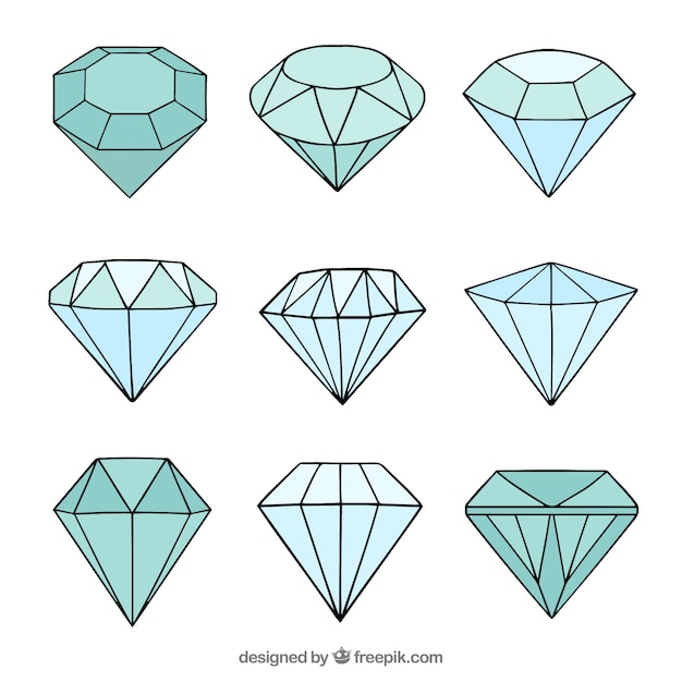 Several hand drawn diamonds