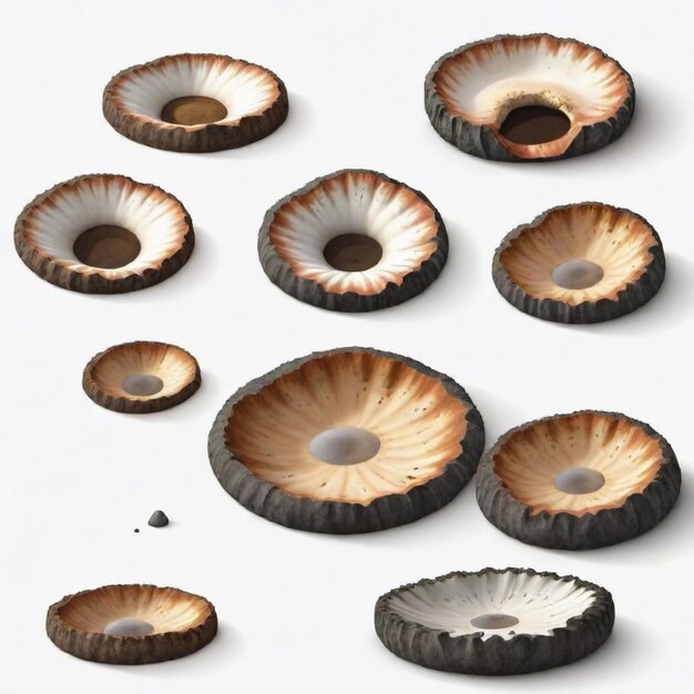 Vector several small brown and black bowls with the word  dont  on them