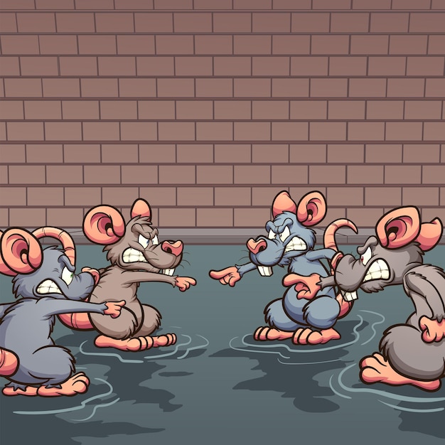 Sewer rats angry pointing at each other