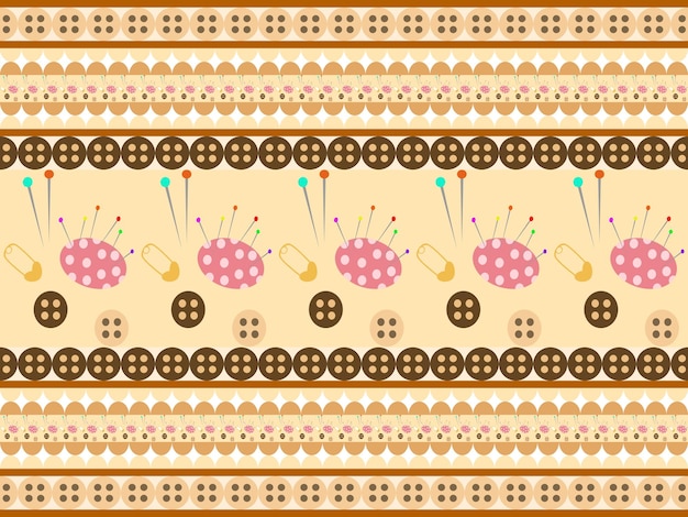 sewing cartoon seamless pattern on yellow background