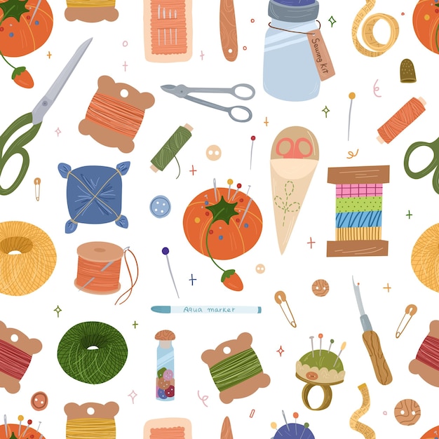 Sewing Kit seamless pattern