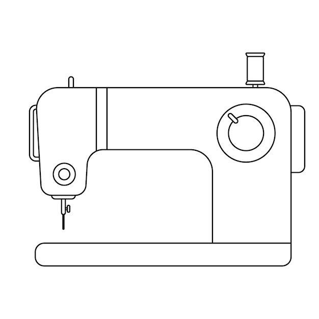 sewing machine outline illustration on white background doodle