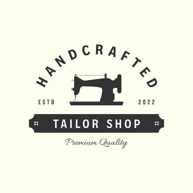 Sewing machine vector style logo design icon template illustration tailor shop silhouette logo design