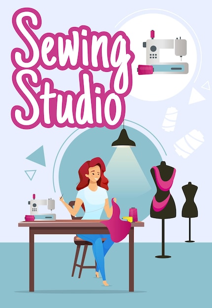 Sewing studio poster templat