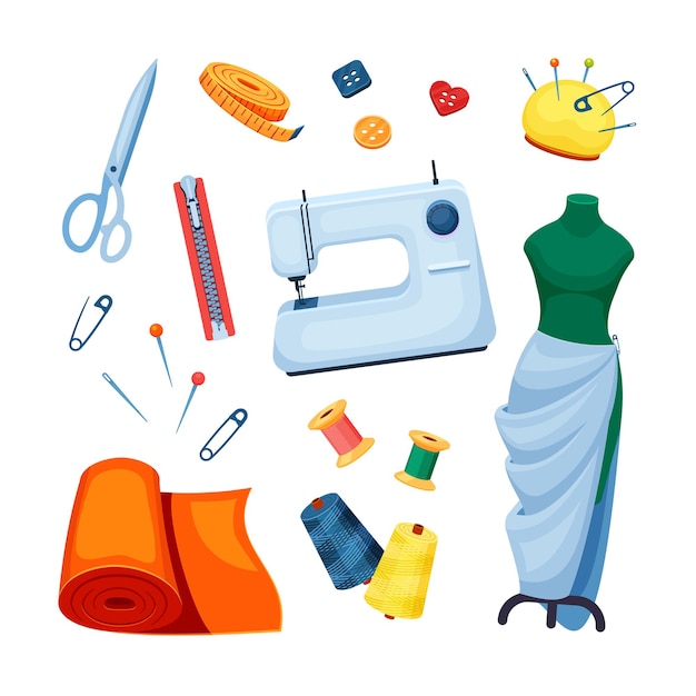 Sewing supplies set illustration