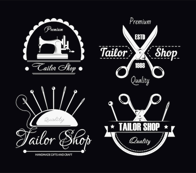 Sewing tools tailor shop isolated icons tailoring and repairing