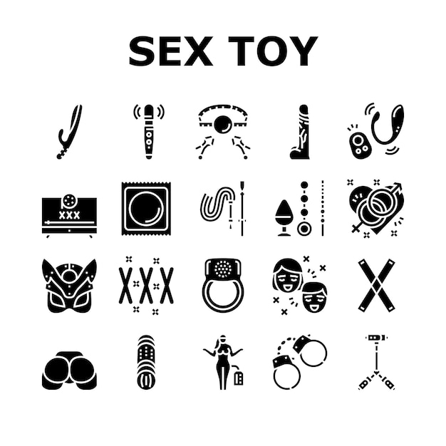 Vector sex toy and sexy accessories icons set vector