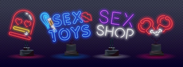 Sex Toys Neon Icons