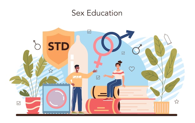 Vector sexual education concept sexual health lesson for young people