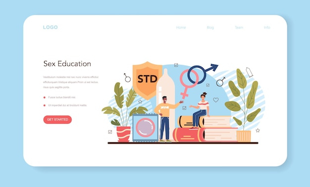 Sexual education web banner or landing page sexual health lesson