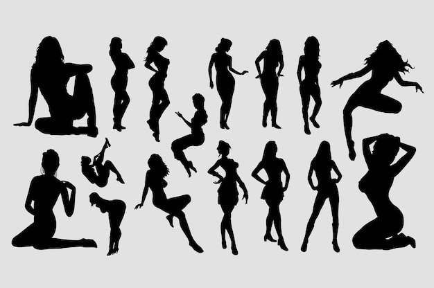 Sexy girls activity silhouette