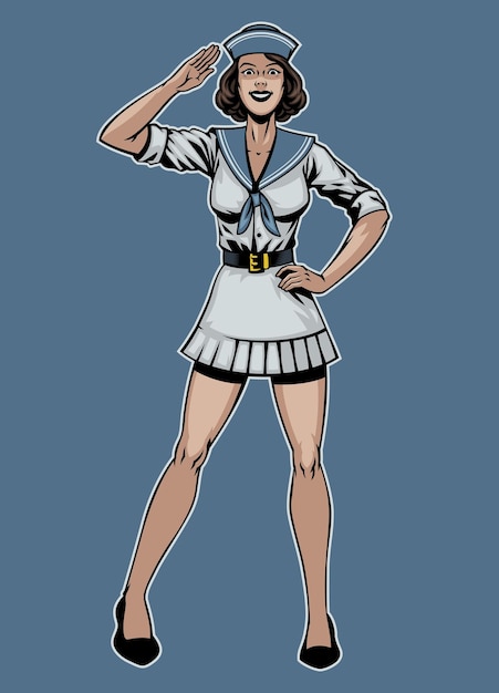 Sexy Pinup Sailor Woman Stance Pose