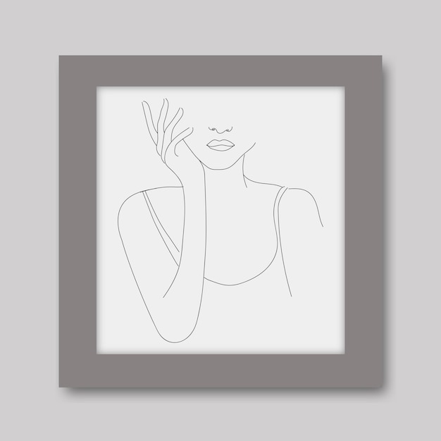 Sexy woman illustration continuous line art hand drawing