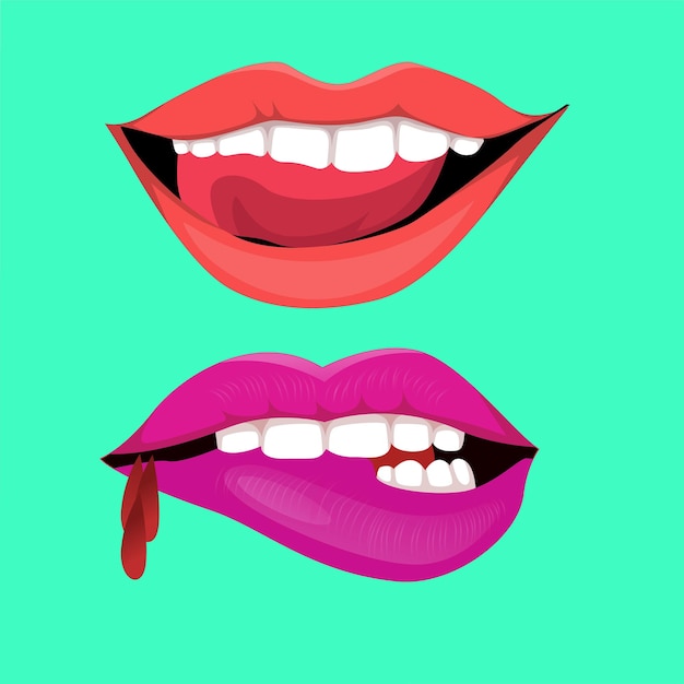 Sexy women red lips vector illustration