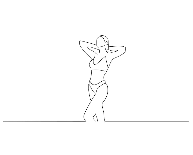 Sexy women sketch or continuous line art illustration