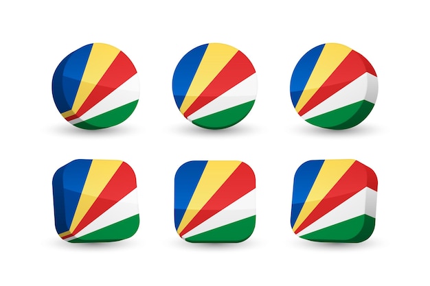 Seychelles flag 3d vector illustration button flag of Seychelles isolated on white