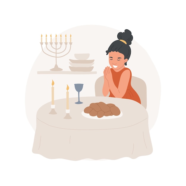 Shabbat prayer isolated cartoon vector illustration