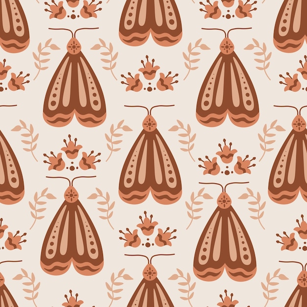 Shabby chic seamless pattern with cute butterfly and flowers