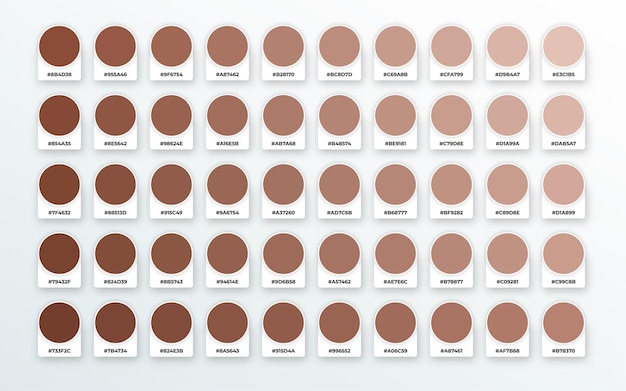 Shades of brown color palette with hex