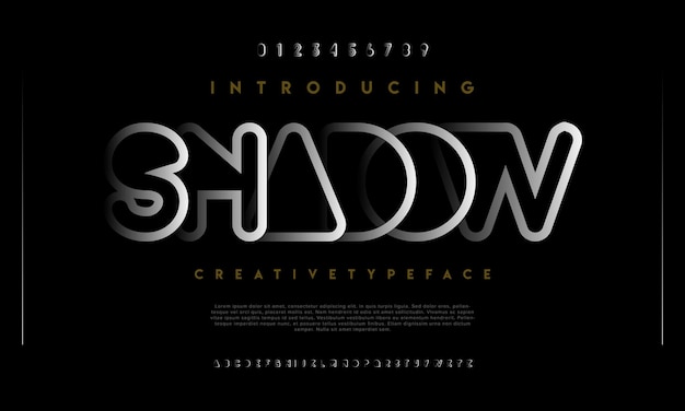 Shadow alphabet urban font Digital futuristic technology logo branding typeface